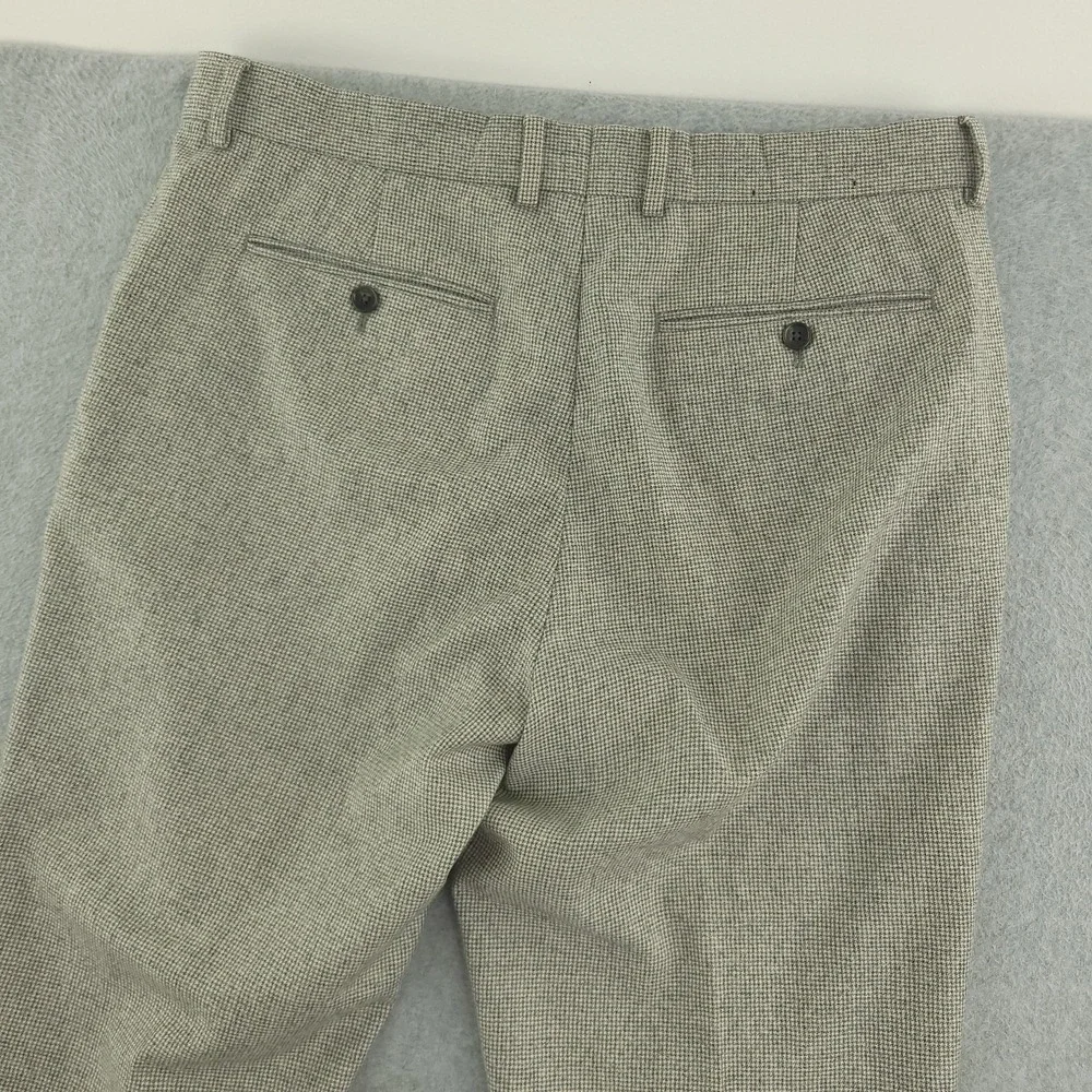 Banana Republic Dress Pants Mens 33x32 Gray Wool Check Slim Tapered Fit Formal